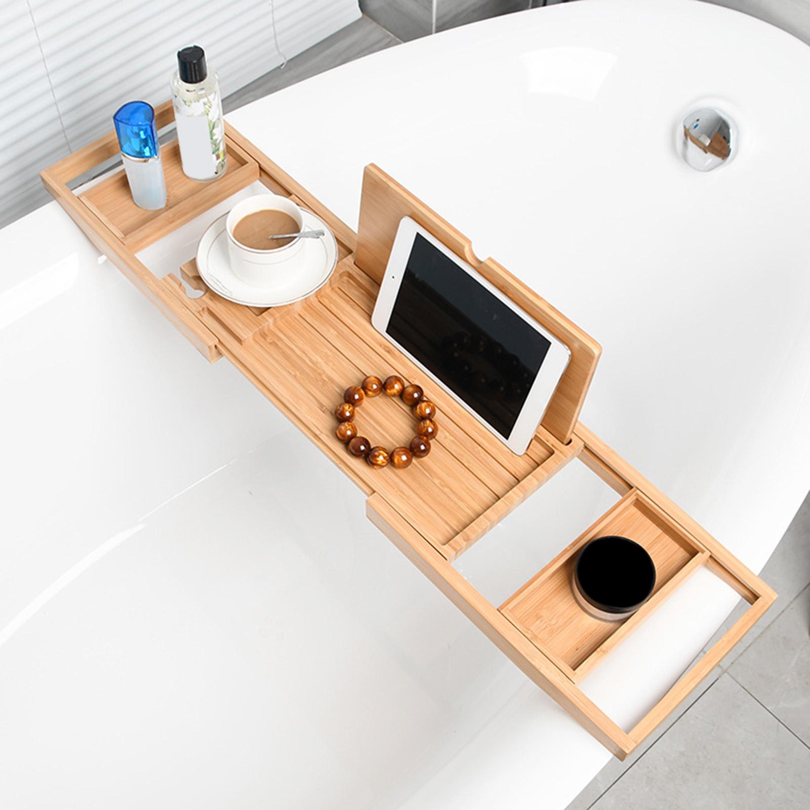 Bath Caddy Tray - Premium Wooden Bathtub Caddy Tray Wine