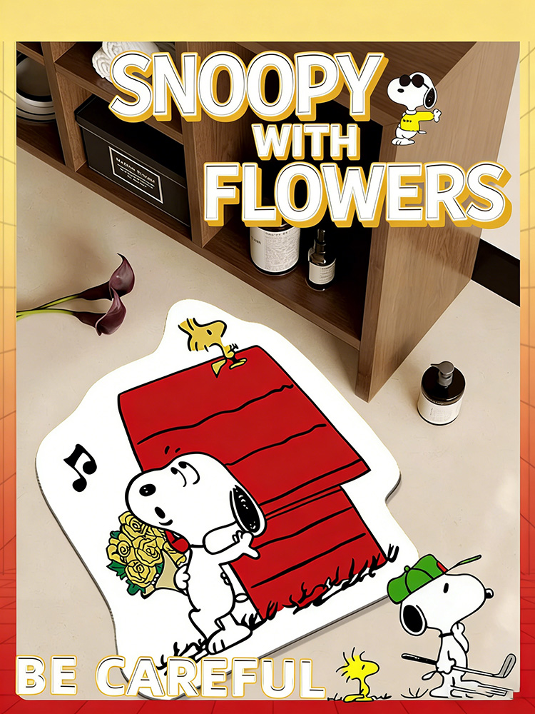 Home Bathroom Mats - Lovely Snoopy Cartoon Floor Mat Home