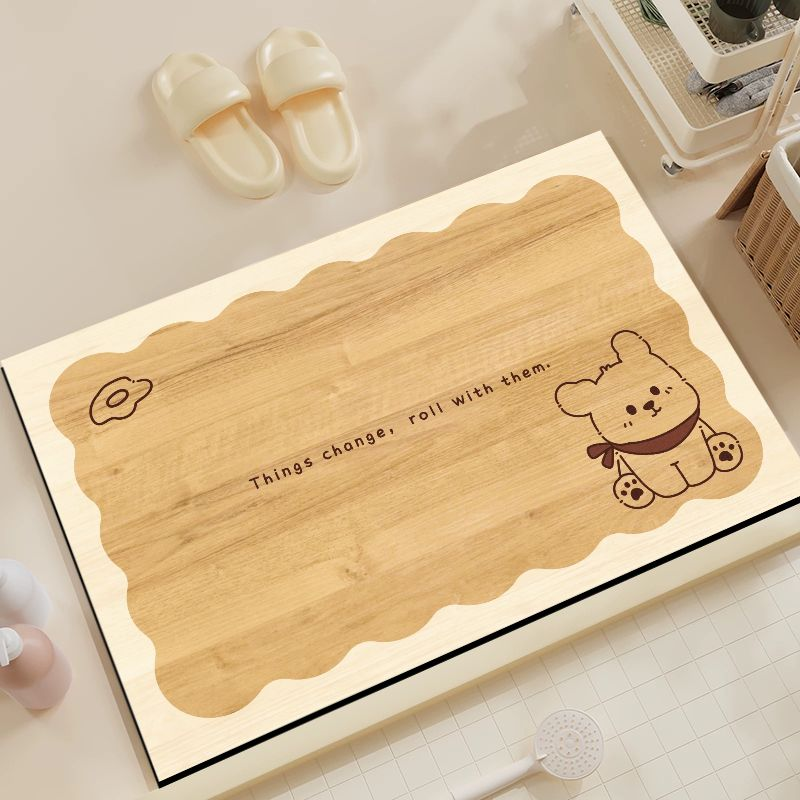 Home Bathroom Quotes - VIKAMA Cute Cartoon Bear Bath Mat,