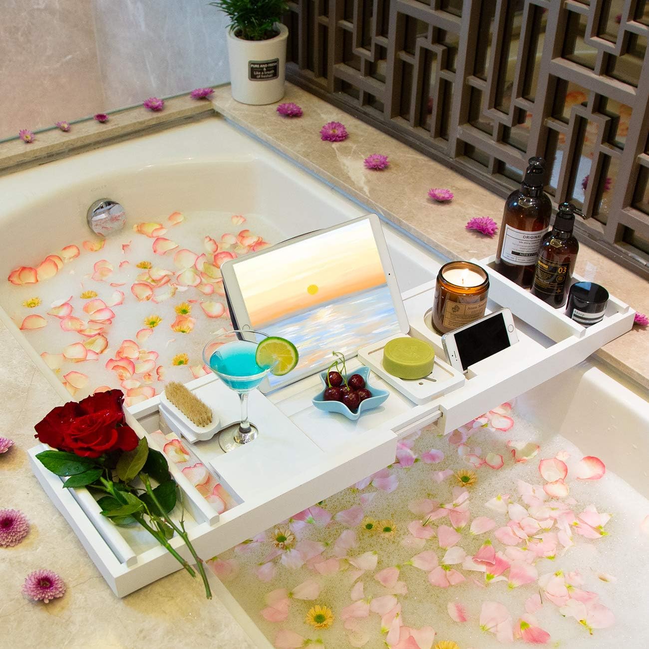 Bathtub Caddy Tray, Bamboo Wat - Bath Caddy Tray のレビューと価格