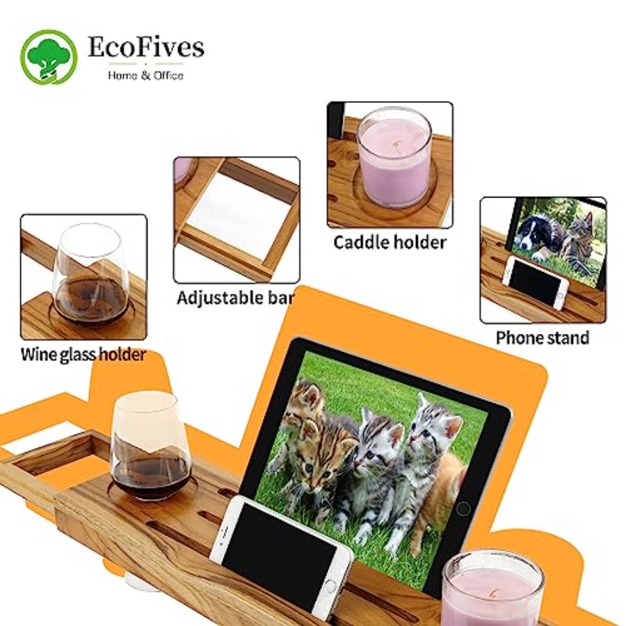 Teak Bathtub Tray Caddy - Expa - Bath Caddy Tray のレビューと価格