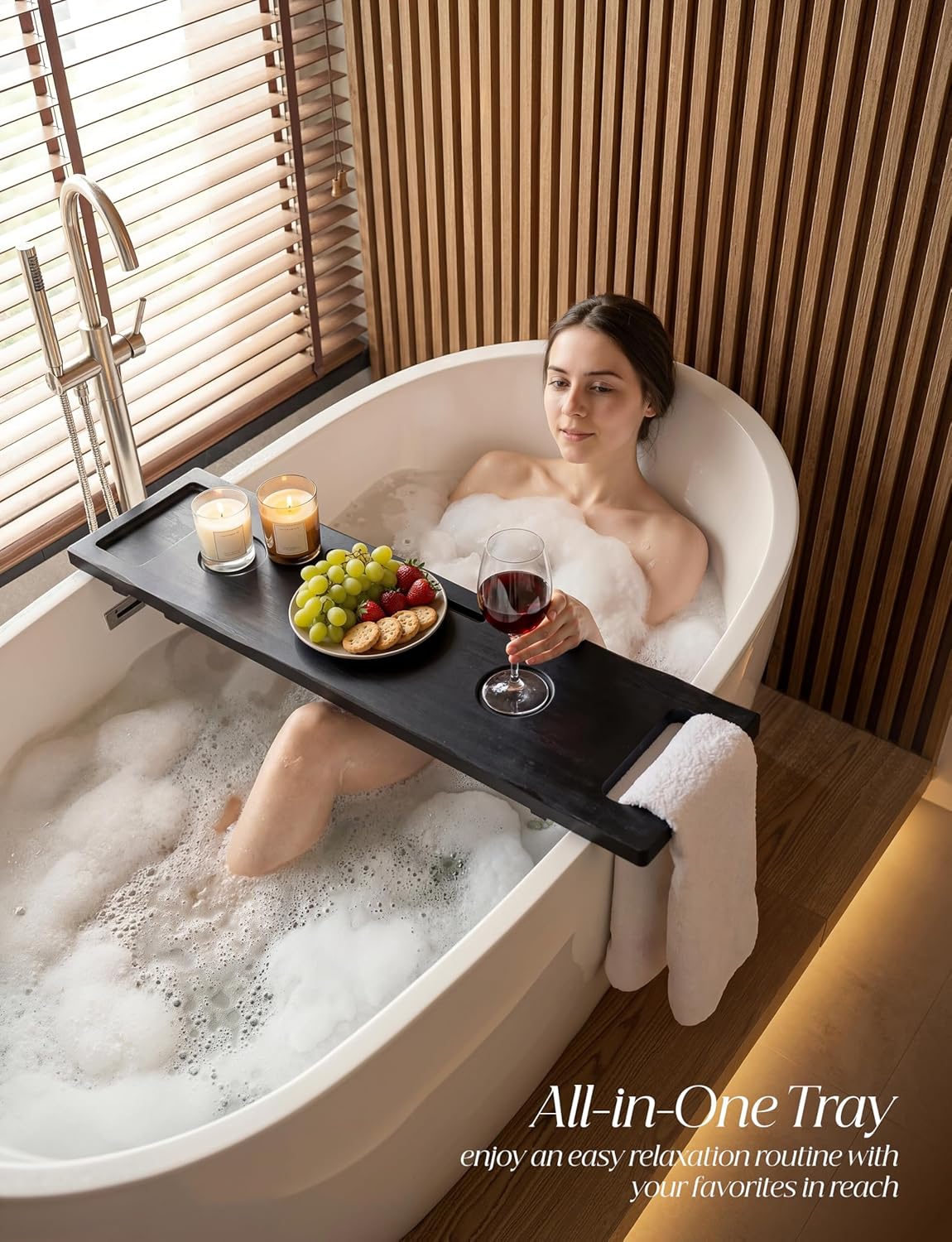 Acacia Bathtub Caddy Tray Tabl - Bath Caddy Tray のレビューと価格