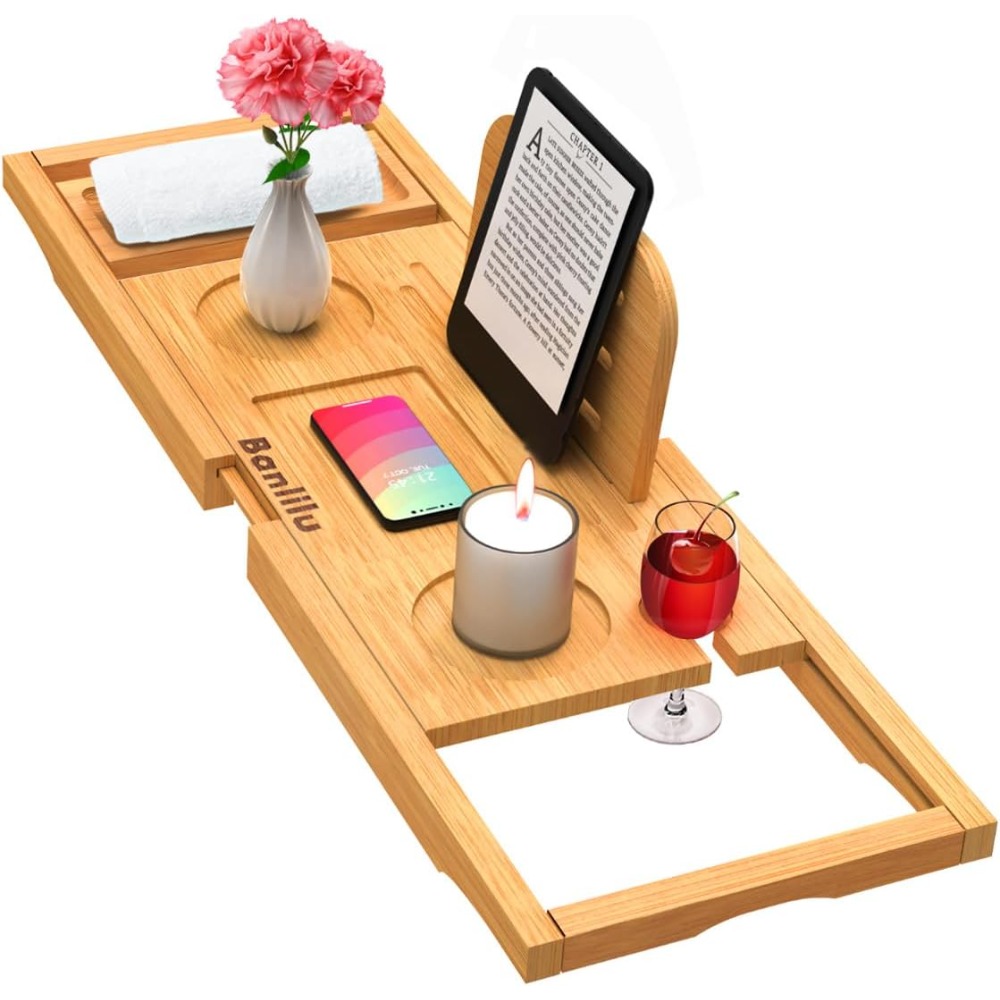 Expandable Bamboo Bath Caddy – - Bath Caddy Tray のレビューと価格