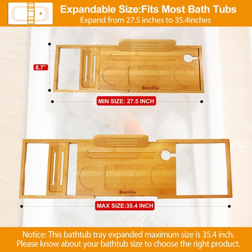 Expandable Bamboo Bath Caddy – - Bath Caddy Tray のレビューと価格
