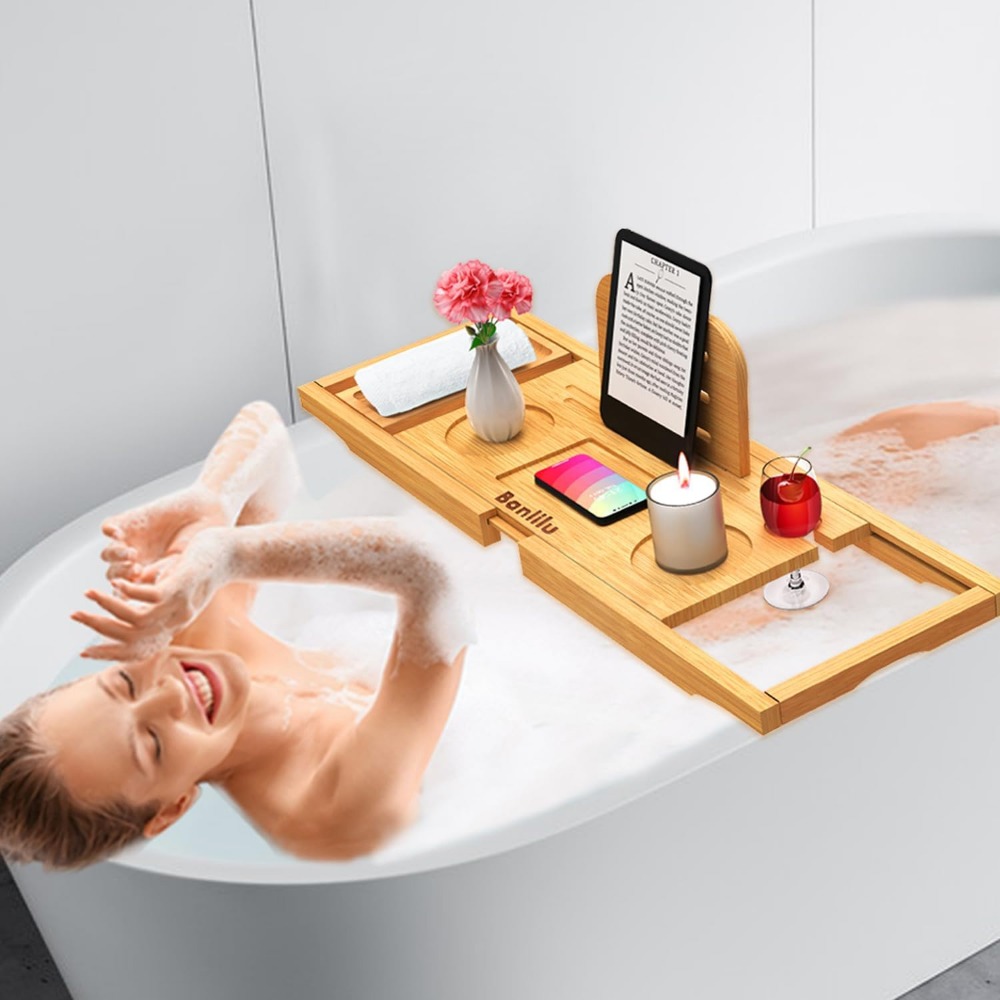 Expandable Bamboo Bath Caddy – - Bath Caddy Tray のレビューと価格