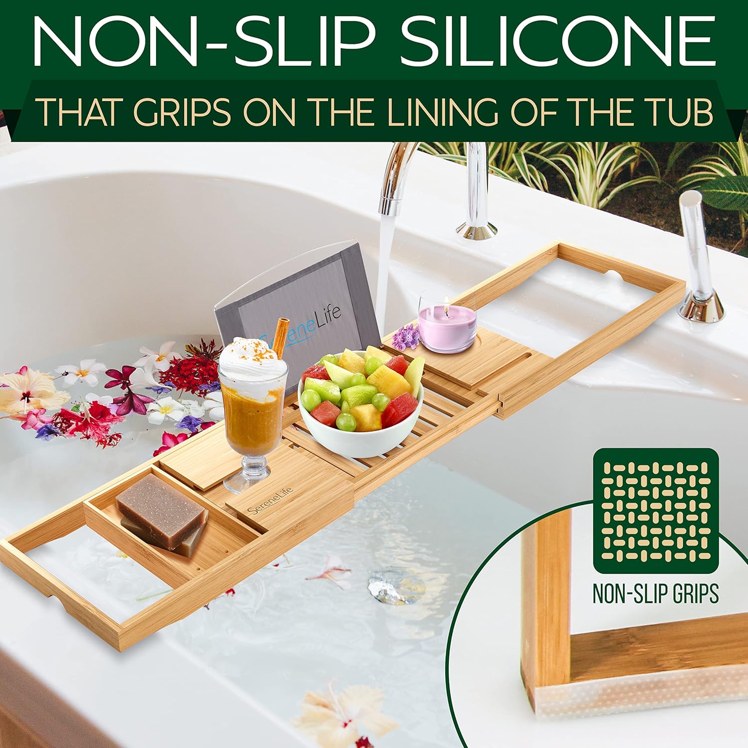Expandable Bathtub Tray Caddy, - Bath Caddy Tray のレビューと価格