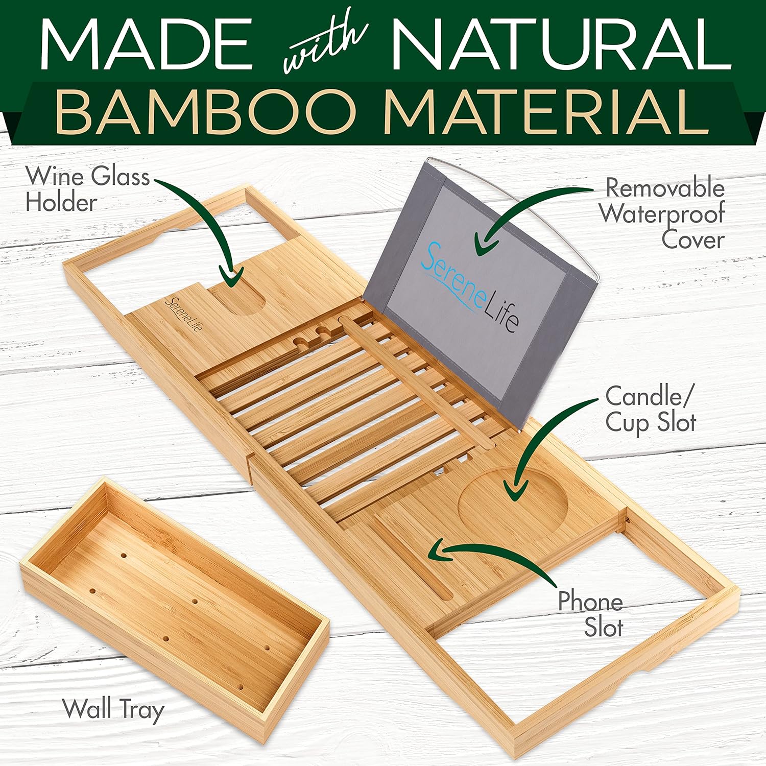 Expandable Bathtub Tray Caddy, - Bath Caddy Tray のレビューと価格