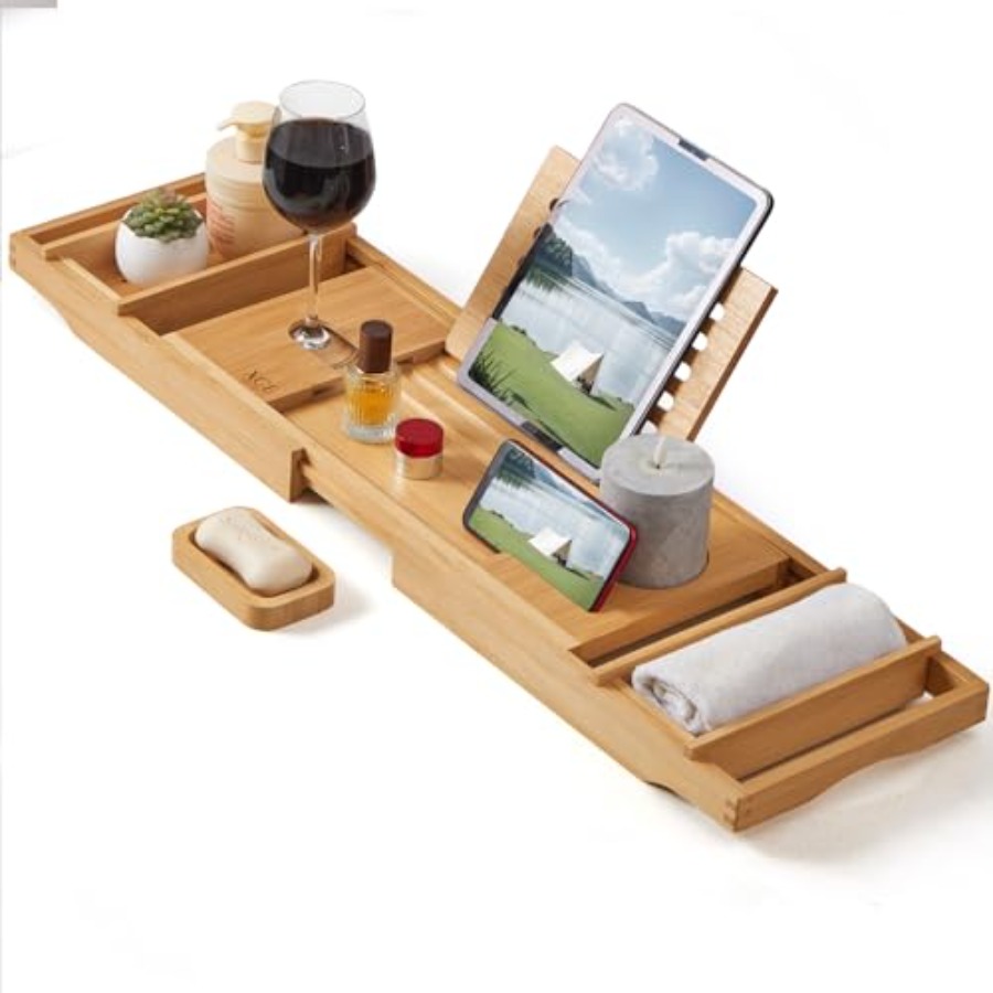 Bamboo Bathtub Caddy Tray - Ex - Bath Caddy Tray のレビューと価格