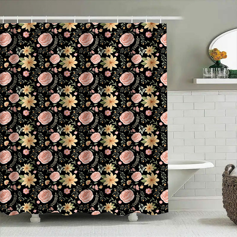 Black White Patterned Shower C - Home Bathroom Remodel のレビューと価格