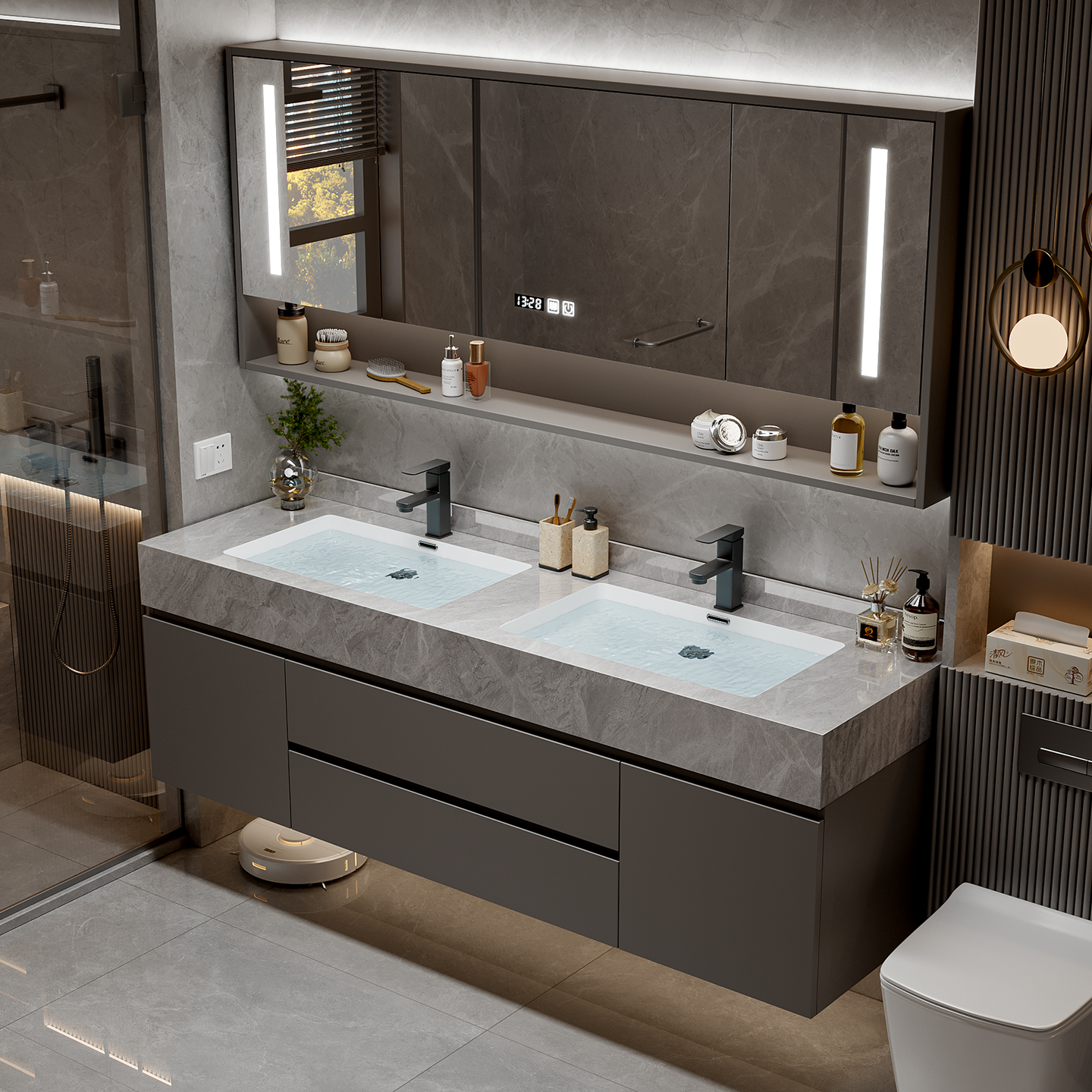 Makeup Organizer Cupboard Stor - Home Bathroom Partition Wall のレビューと価格
