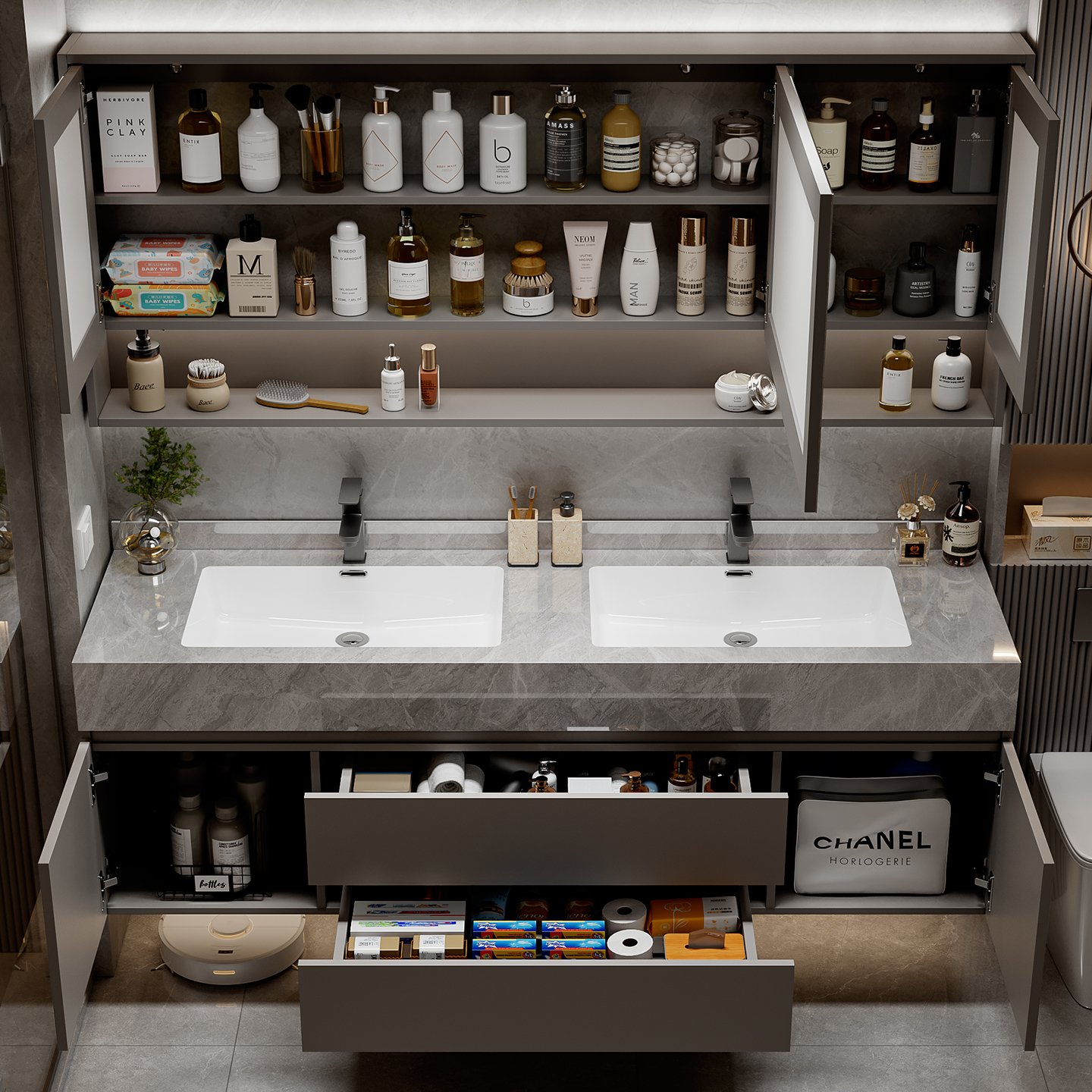 Makeup Organizer Cupboard Stor - Home Bathroom Partition Wall のレビューと価格