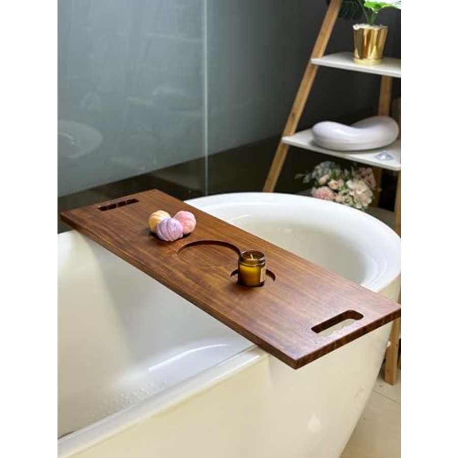 Walnut Bathtub Tray with Handl - Bath Caddy Tray のレビューと価格