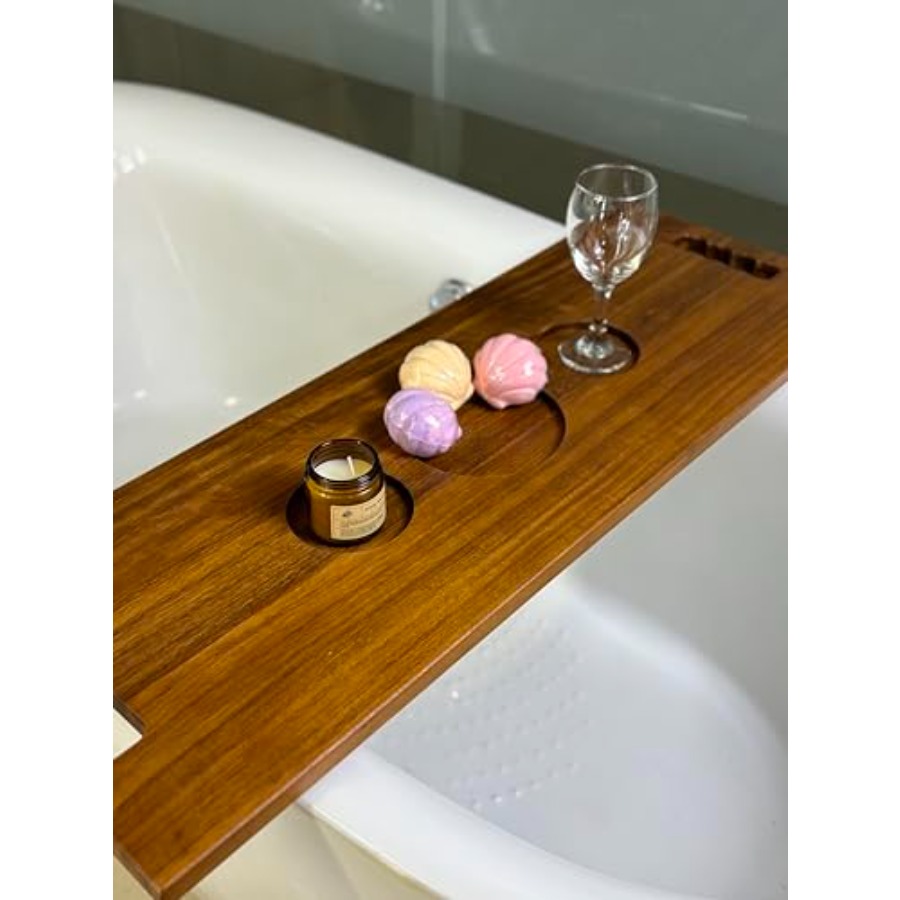 Walnut Bathtub Tray with Handl - Bath Caddy Tray のレビューと価格