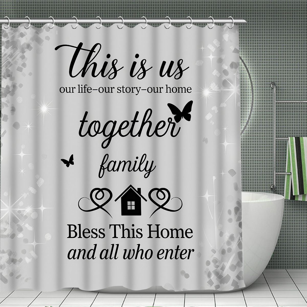 4Pcs This Is Us Family Shower  - Home Bathroom Quotes のレビューと価格