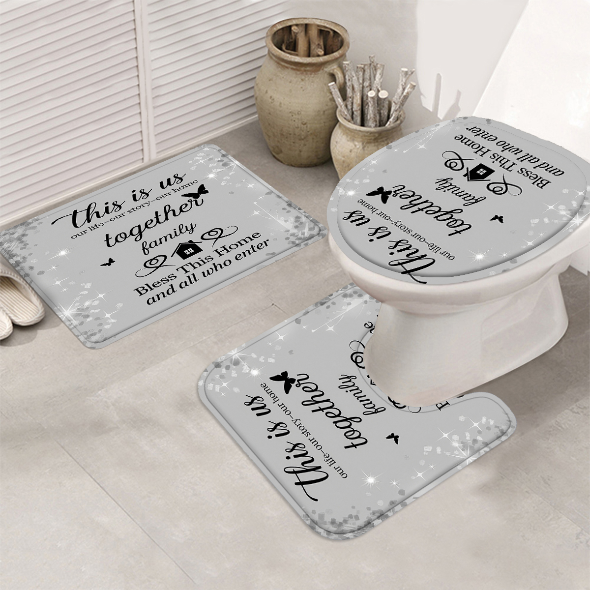 4Pcs This Is Us Family Shower  - Home Bathroom Quotes のレビューと価格