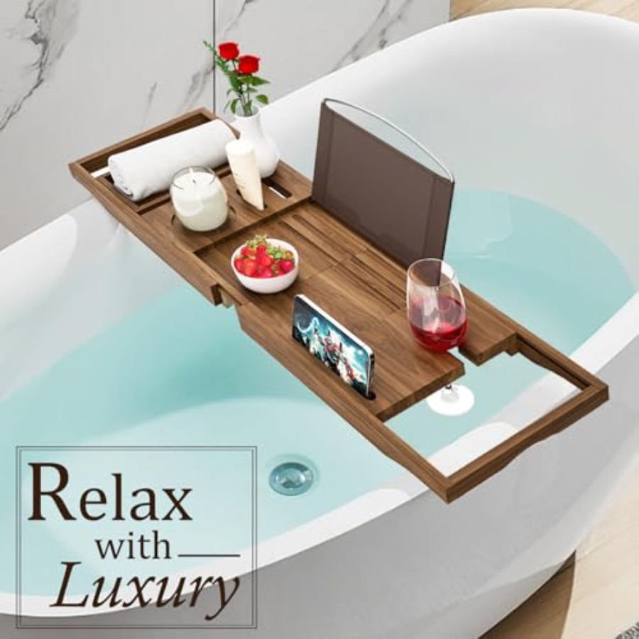 Premium Teak Bathtub Tray Cadd - Bath Caddy Tray のレビューと価格
