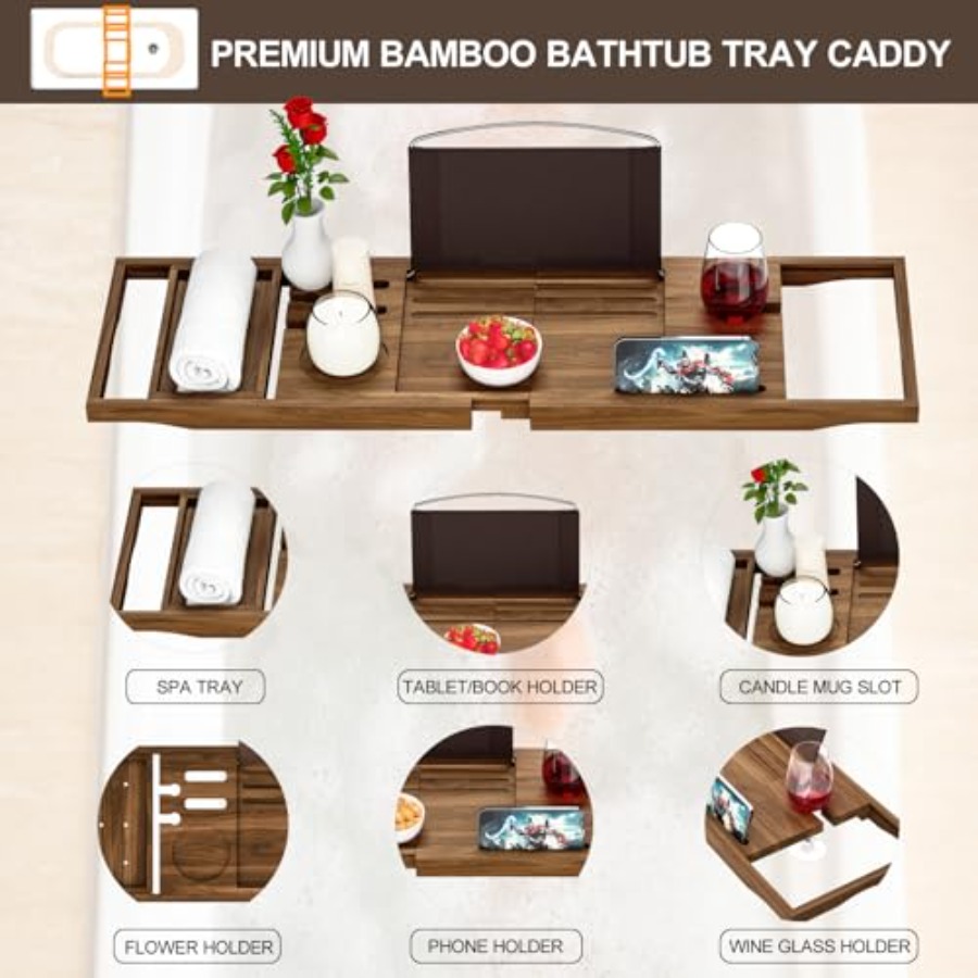 Premium Teak Bathtub Tray Cadd - Bath Caddy Tray のレビューと価格