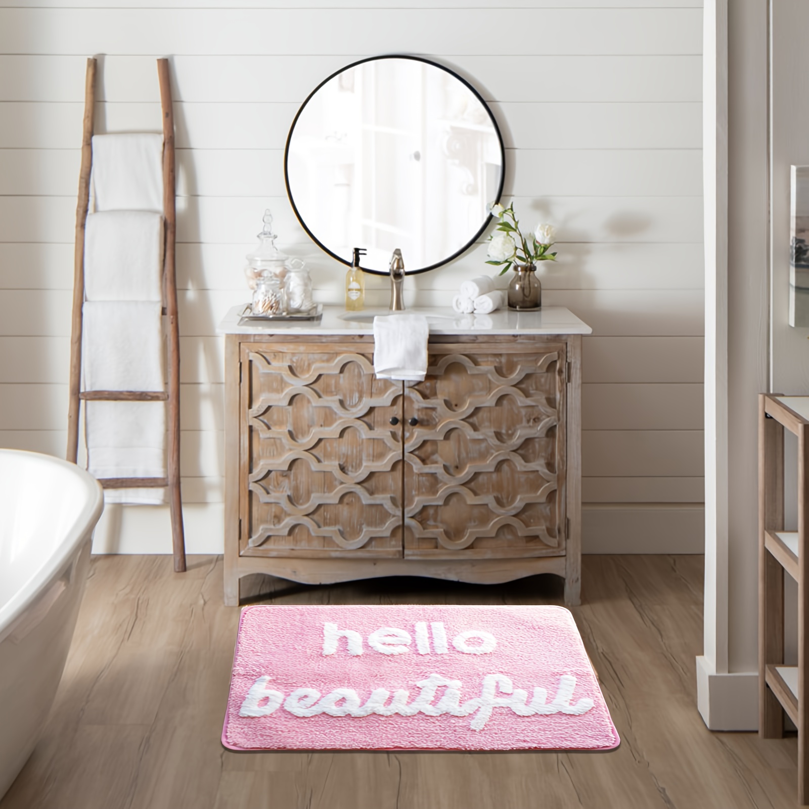 1pc, Hello Beautiful Non-slip  - Home Goods Bathroom Decor のレビューと価格