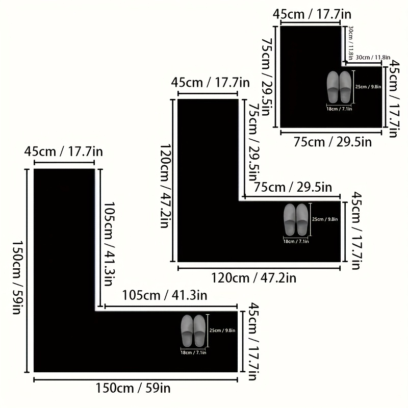 L-Shaped Non-Slip Floor Mat fo - Home Bathroom Mats のレビューと価格